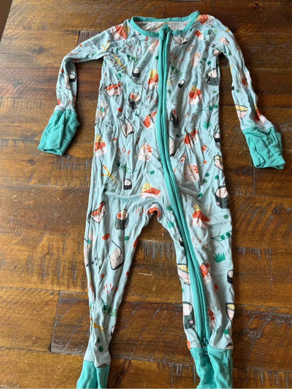 Little Sleepies Light Teal Animal & Sushi Print Zipper Footed Pajamas 6-12m